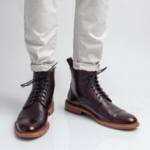 TAFT The Rome Cap Toe Leather Boots Oxblood Burgundy Red Size 44,Classic Design